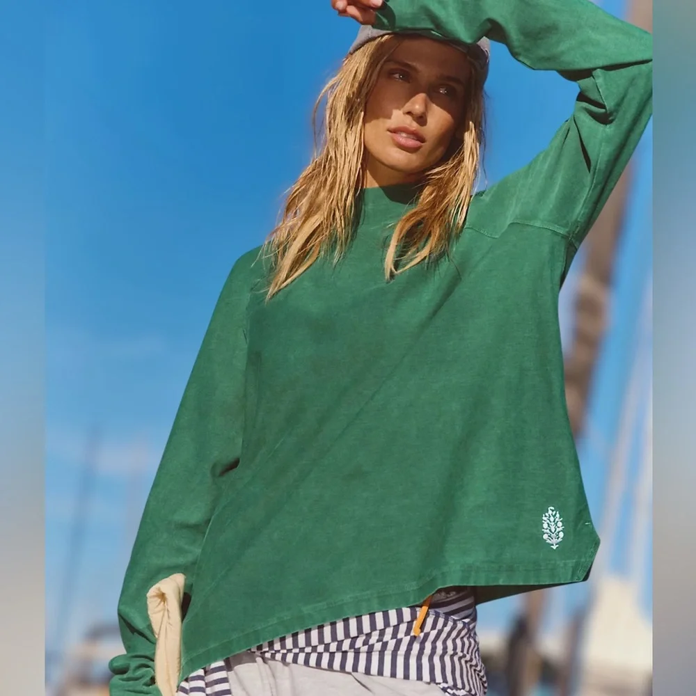 NEW Free People x FP Movement Restoration Layering Top in Green - Picture 3 of 13